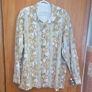 Tommy Bahama Cream and Gold Paisley Shirt